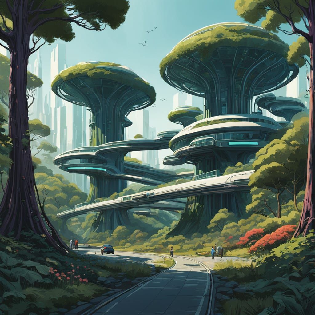 A Futuristic Oasis Amidst Lush Greenery