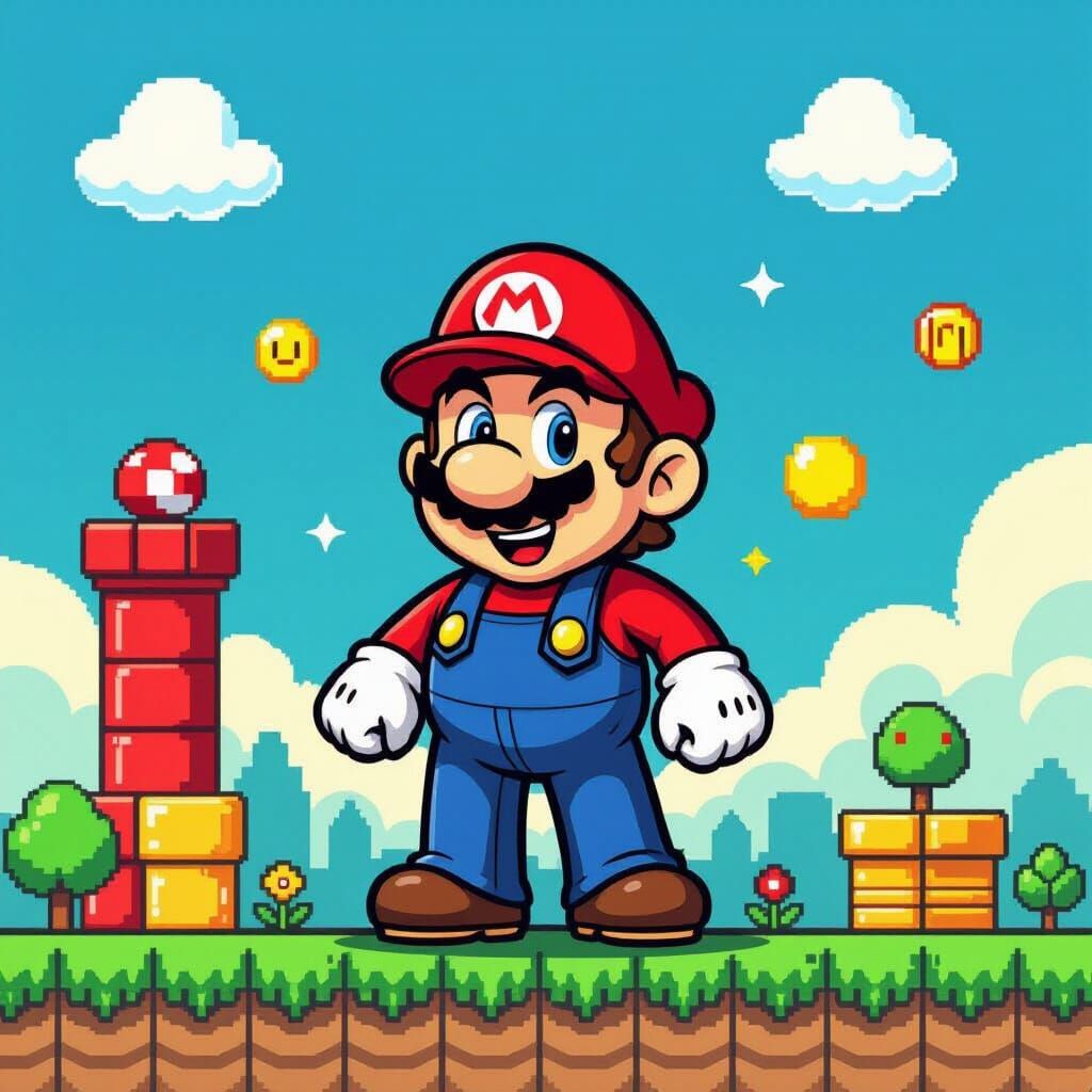 Flat Mario in Minimalist 2D World