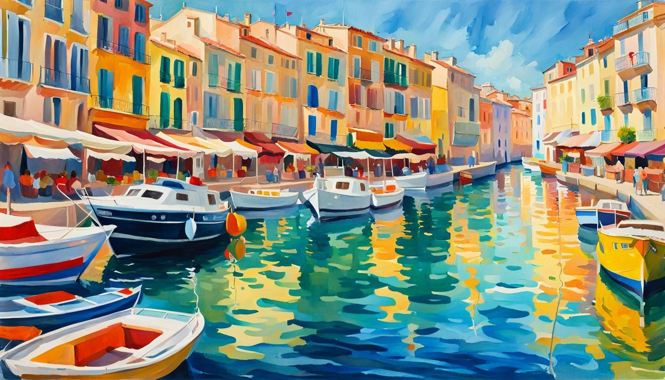 Impressionist Gouache Summer Water Panorama