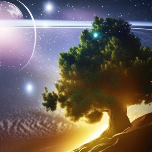 Tree in Outer Space: Epic Digital Matte Painting