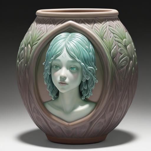 Elaborate Glazed Pottery Planter Head