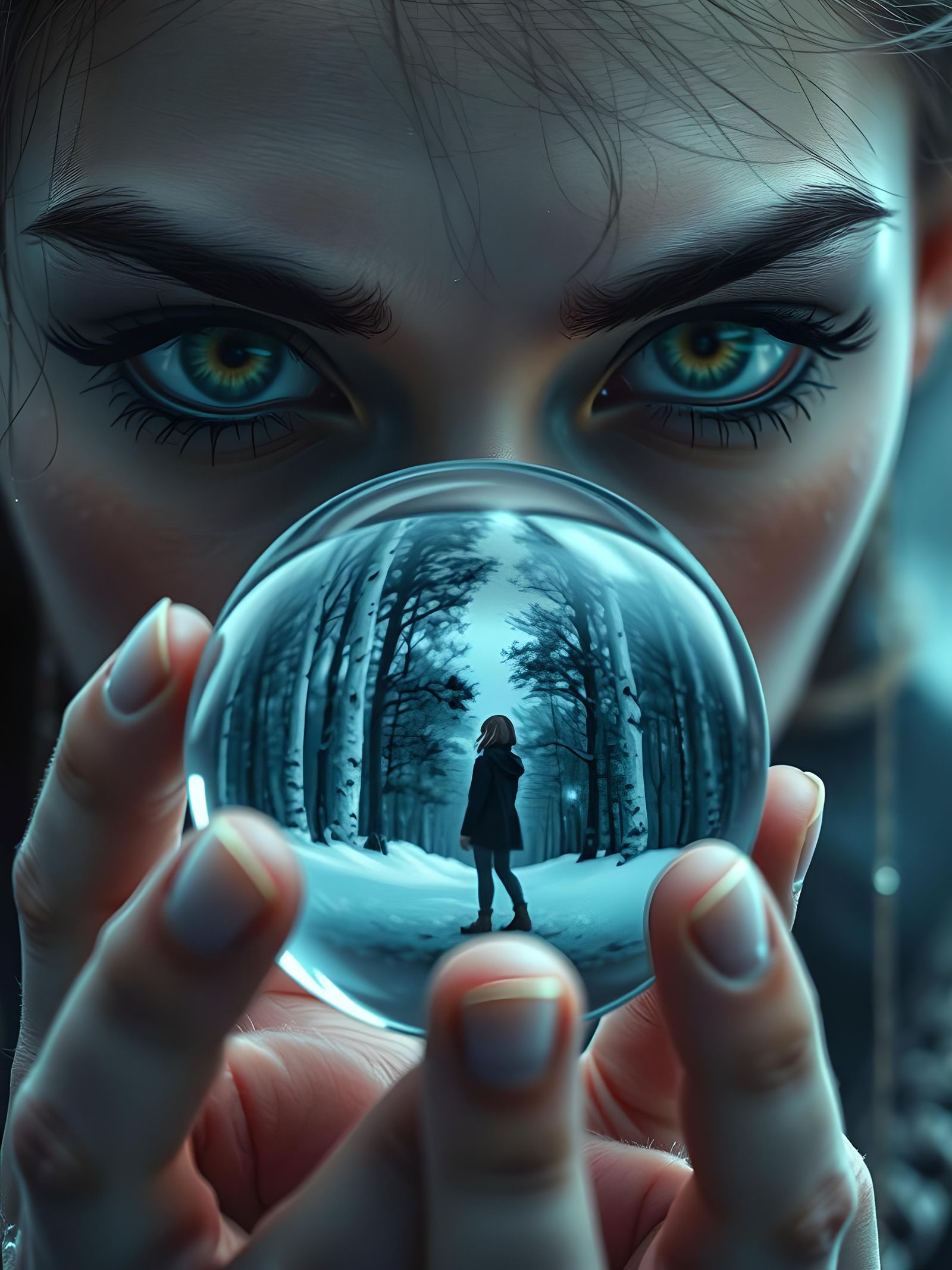 Central extreme close up of a beautiful  crying woman, with ...