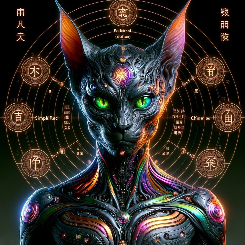 Cybernetic Warlord Creature with Glowing Green Eyes