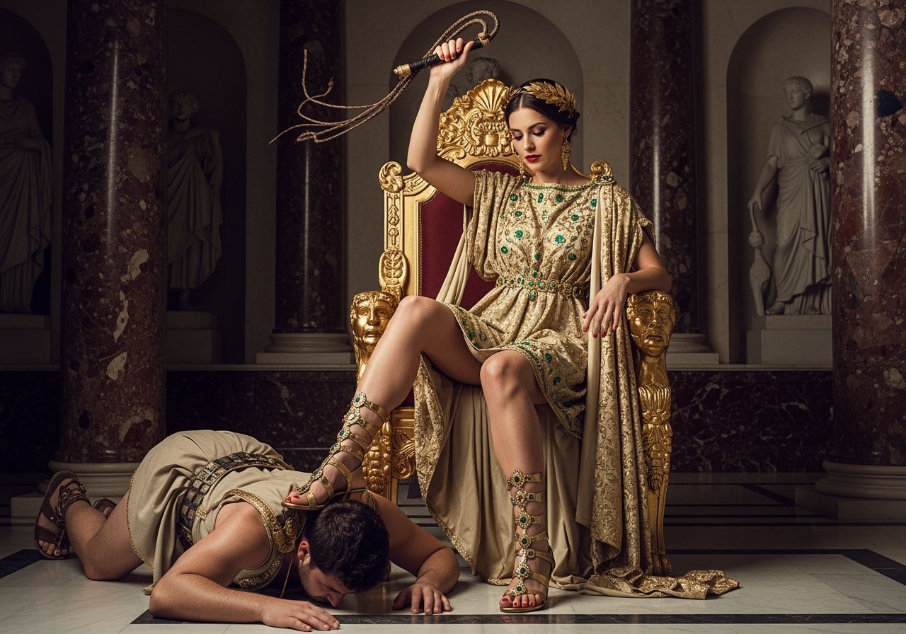 Roman Empress Trampling Servant in Palace: Photography