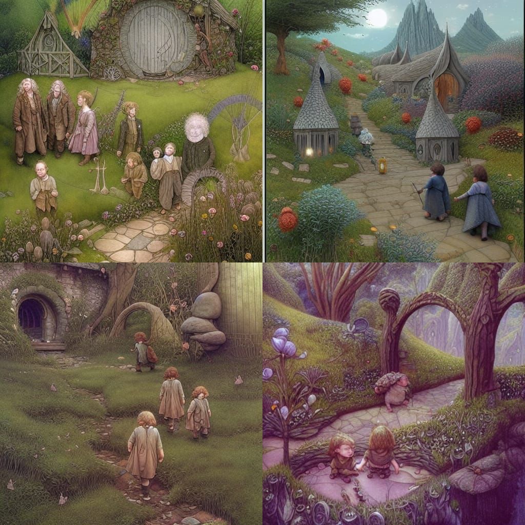 hobbits in the shire; by Daniel Merriam