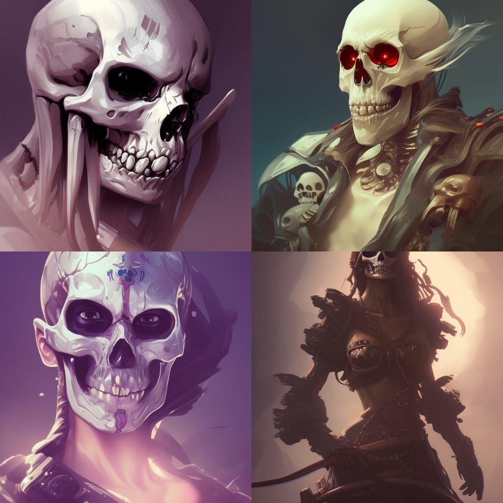 Detailed Skeleton Pirate Portrait in Triadic Colors