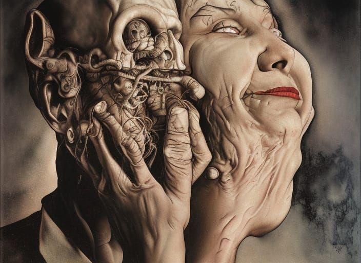 Surreal Double Baby Head: Dreamlike Hyperrealistic Art