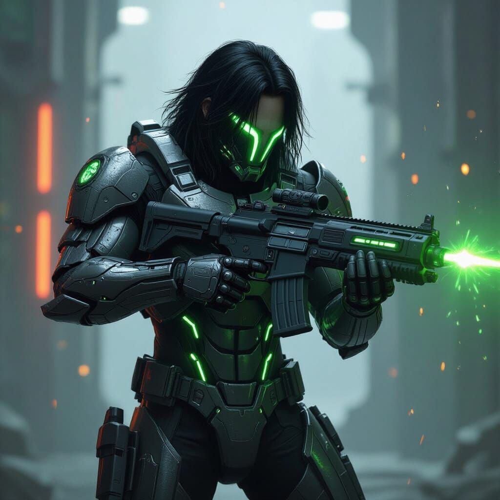 Interdimensional Commando in Shifting Metal Armor