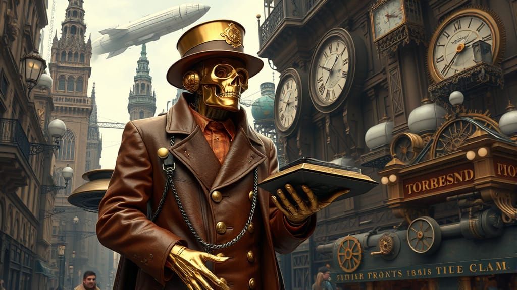 Steampunk Automaton Busker in Clockwork City