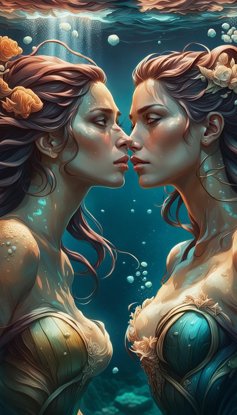 Sensual Underwater Portrait in Hyperdetailed Splash Art