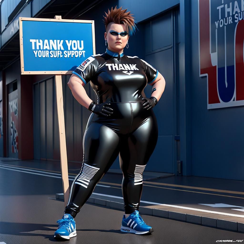 Overweight Punk Girl in Anime Style