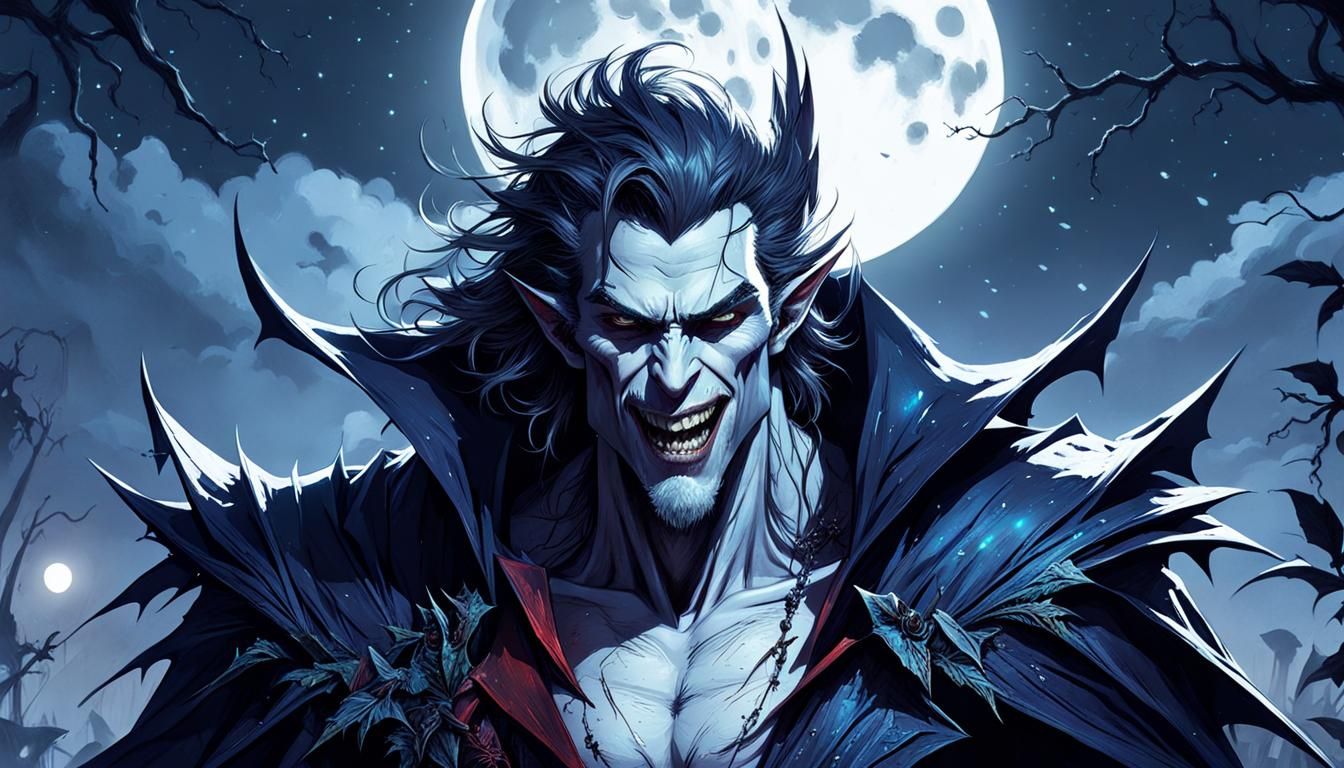 Handsome Vampire Lurking on Full Moon Nights