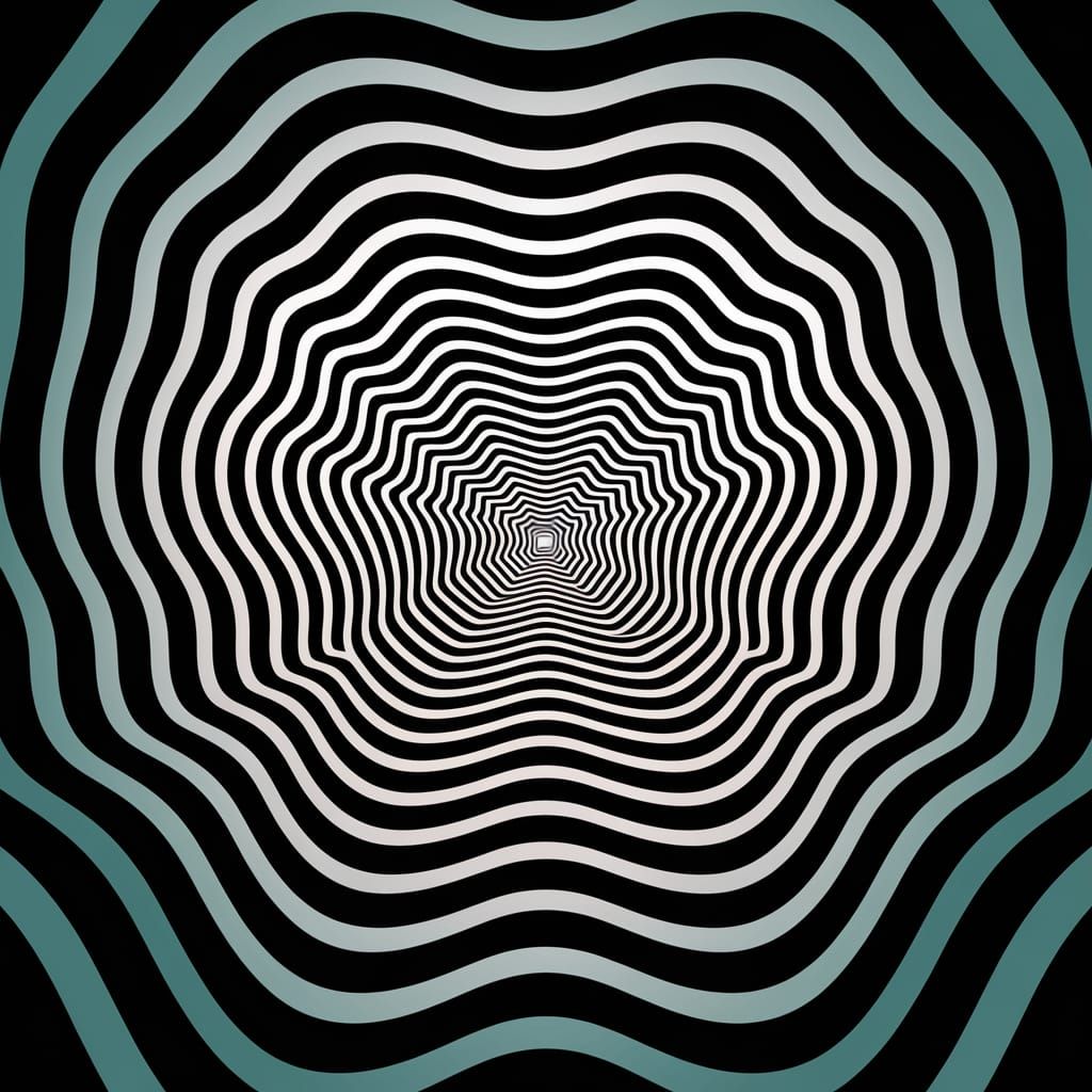 Illuminated Scarlet and Teal Abstract Vorticism Art