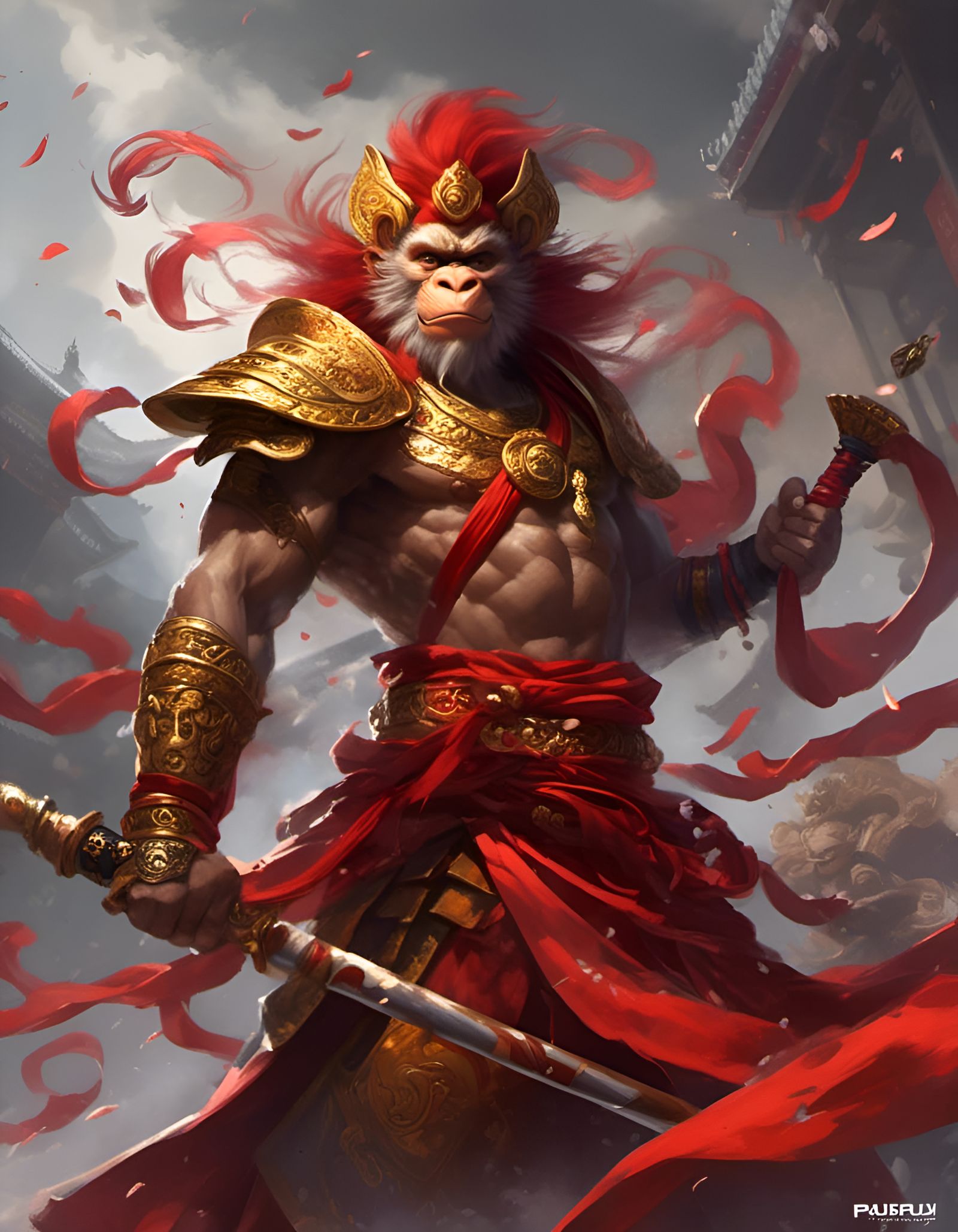 Majestic Monkey King Concept Art in Chinese Style