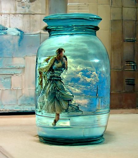 Girl in Glass Jar: Hyperrealistic Digital Painting