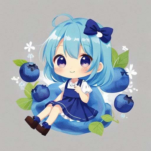 Chibi Blueberry Character with Top Hat