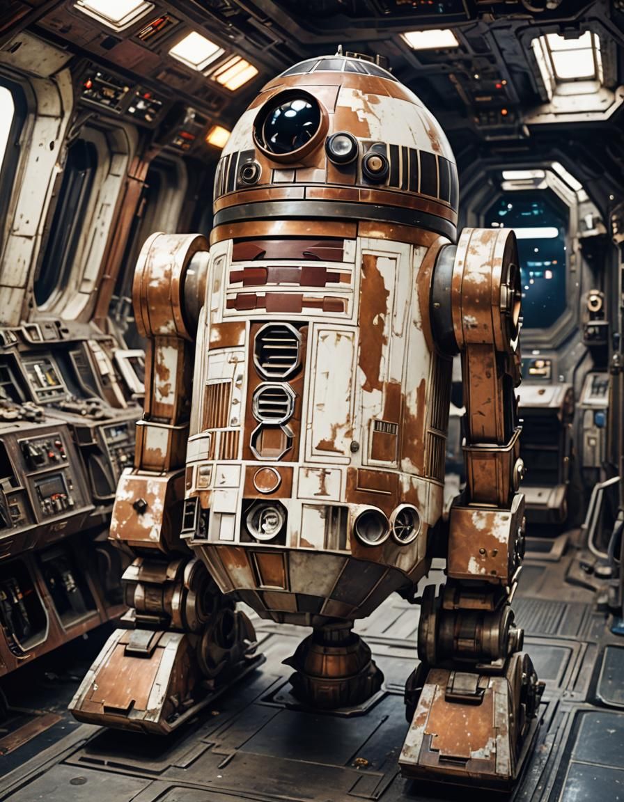 Tarnished Copper Droid in Space: Star Wars Astromech