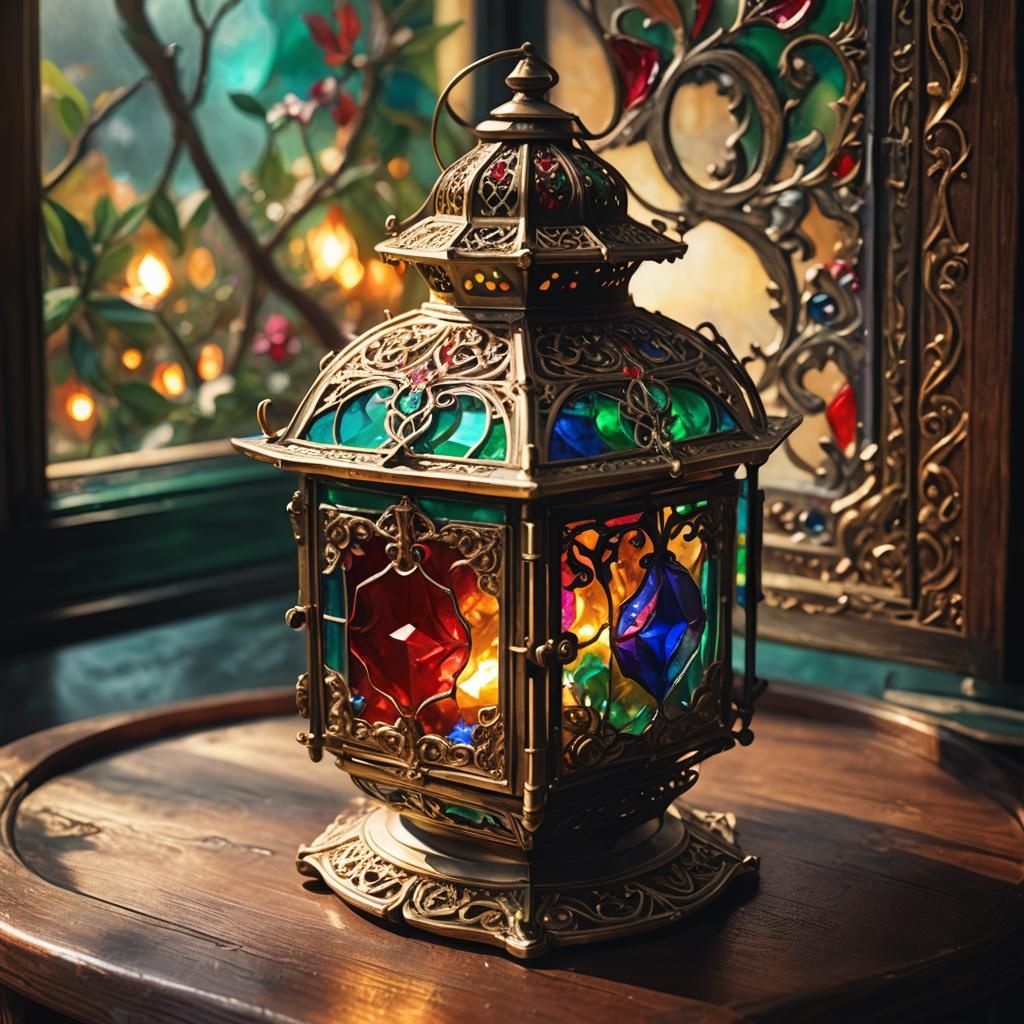 Ornate Lantern Fantasy Concept Art in Oil Painting Style