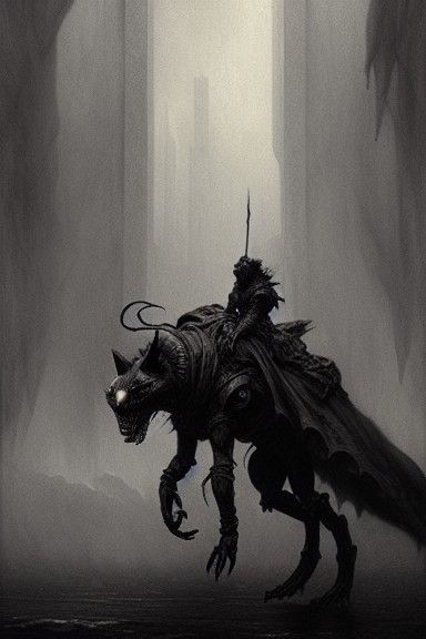 Sinister Wolf Knight Balrog in Charcoal Style