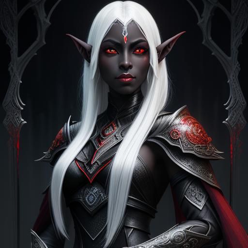 Fierce Dark Elf with Glowing Skin in Fantasy Art Style