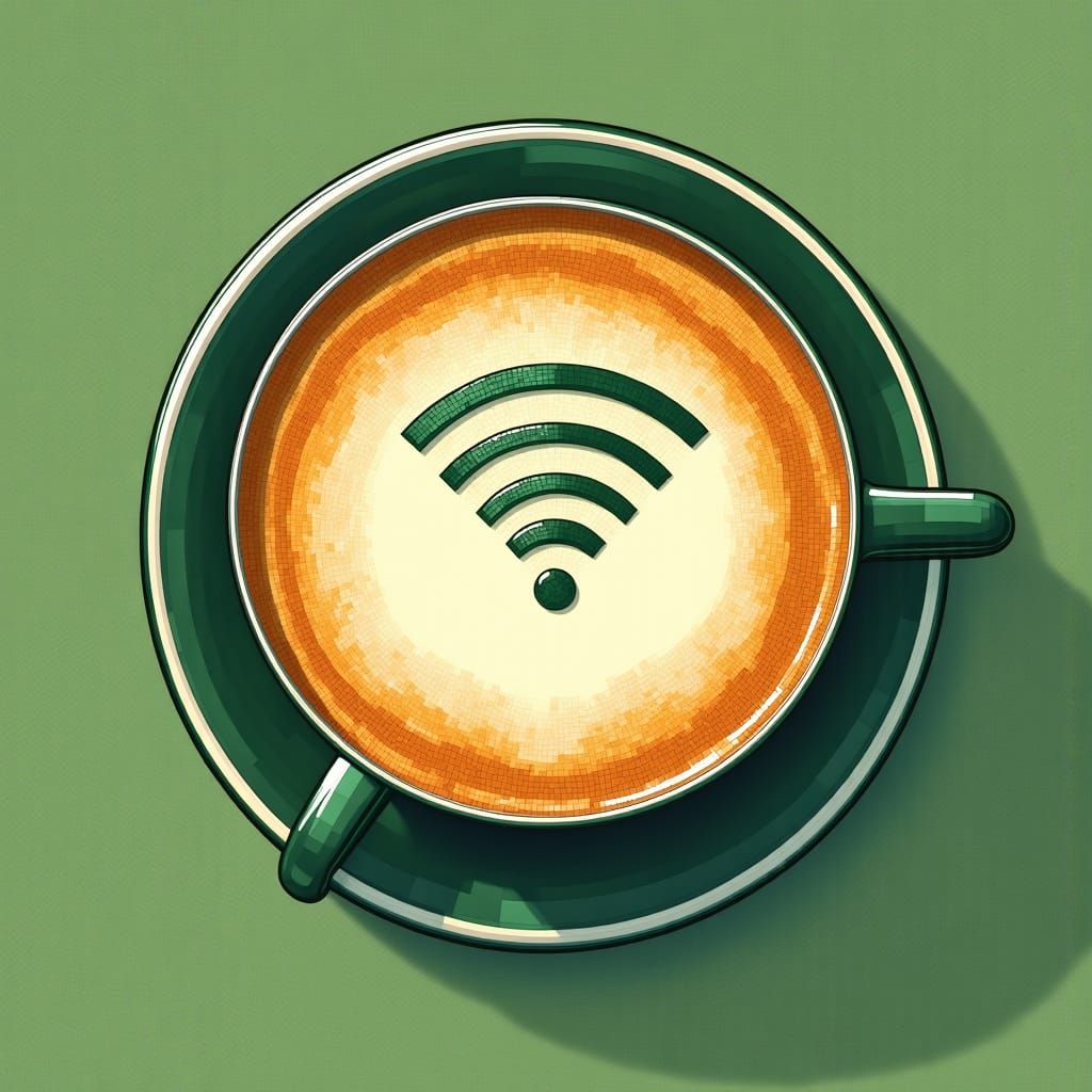 Latte Art Wi-Fi Symbol in Military Green Cup