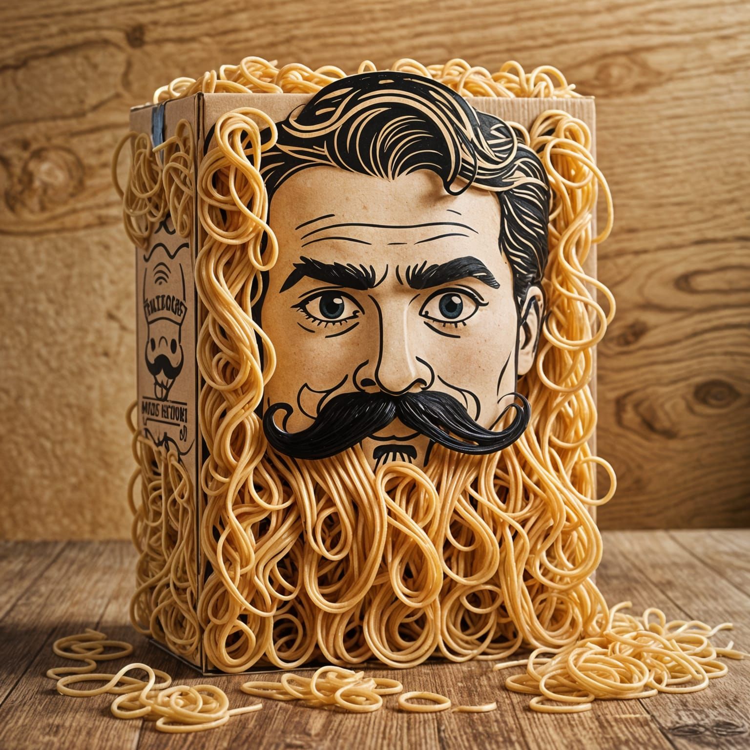 Spaghetti Box Art: Tangled Mustache Design