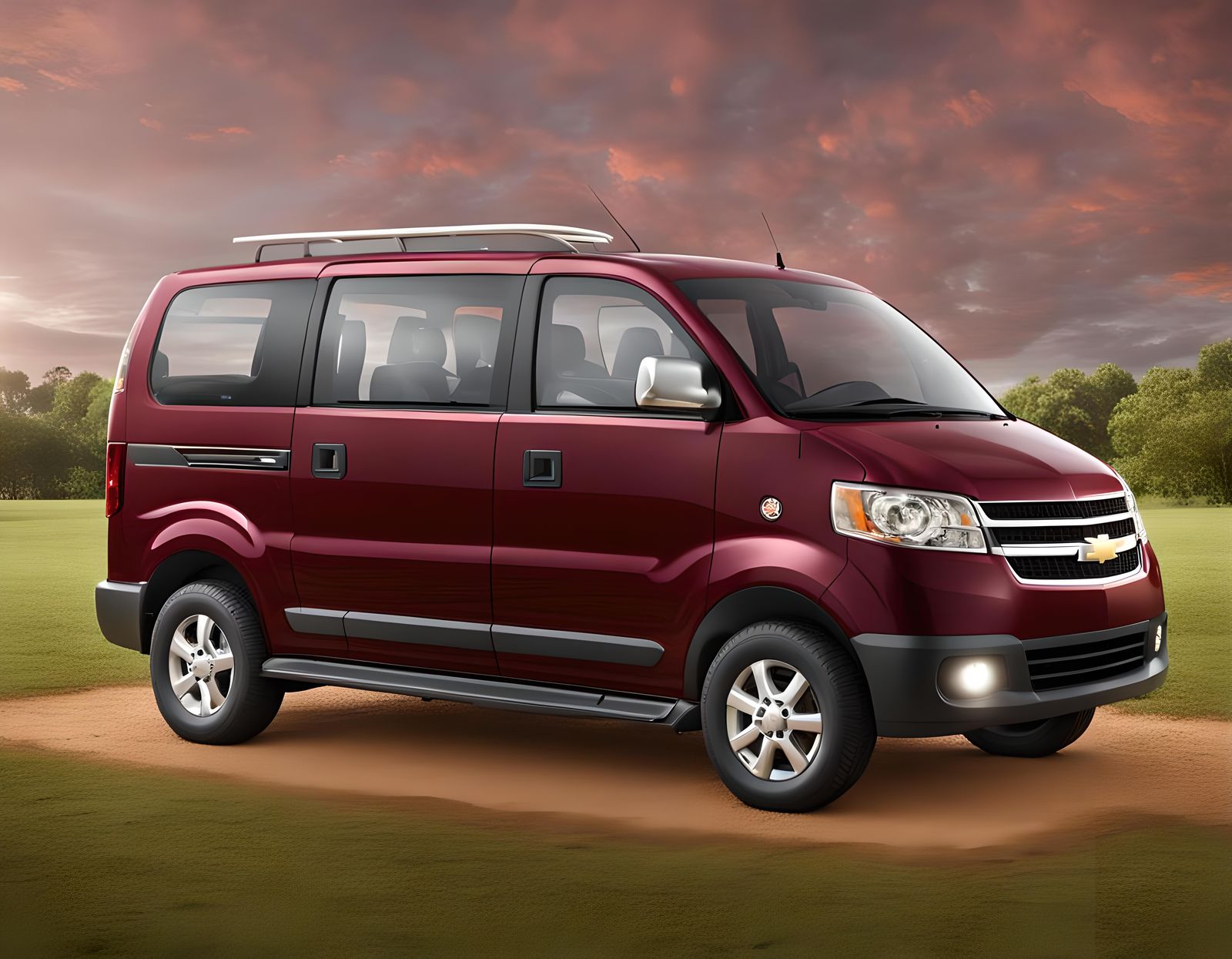 Burgundy 2013 Chevrolet APV 3D Render