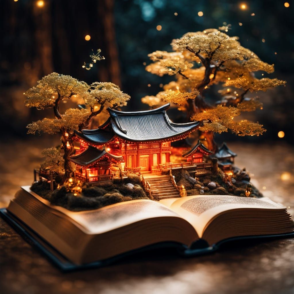 Majestic Japanese Temple Unfolds from Ancient Book