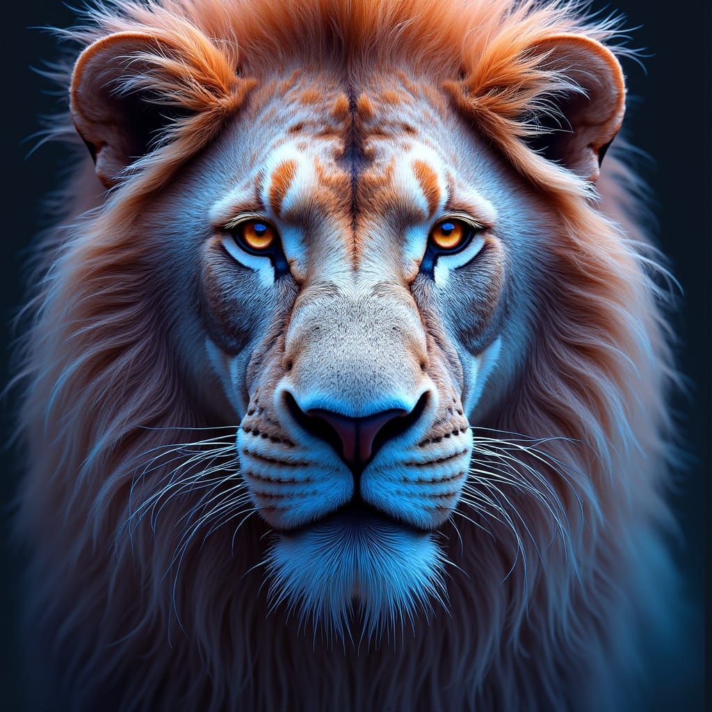 Fractals of Iridescent Music Form Lion's Face in Opalescent ...