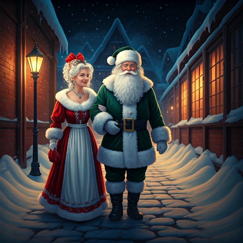 Ethereal Santa and Mrs. Claus Stroll Down Candy Cane Lane in...