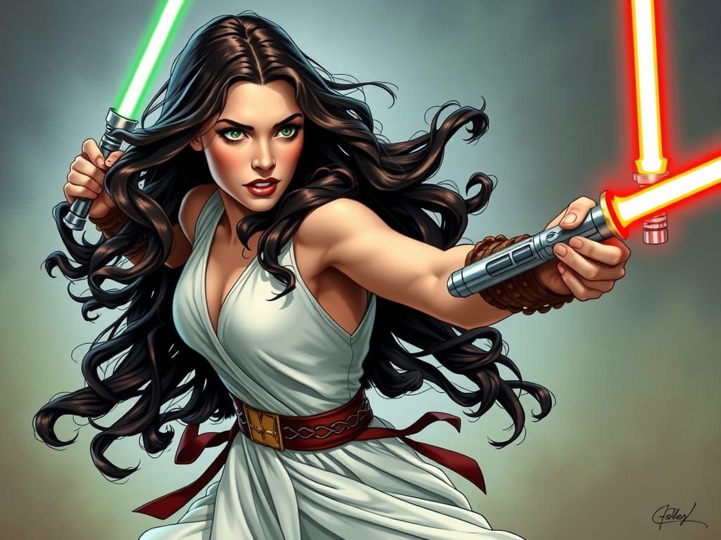 Lightsaber Duel: Woman Sparring with Cal Kestis