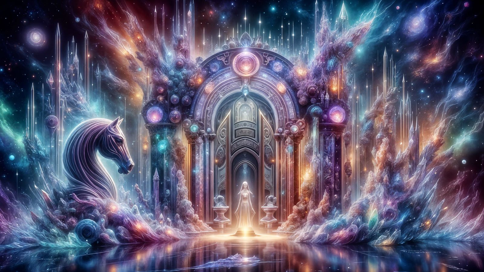 Surreal Crystal Chess Knight Fantasy Realm Masterpiece