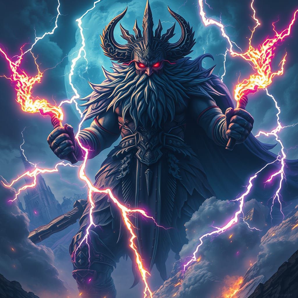 Cyberpunk Thunderbolt God: Perkunas, Baltic Mythology Deity