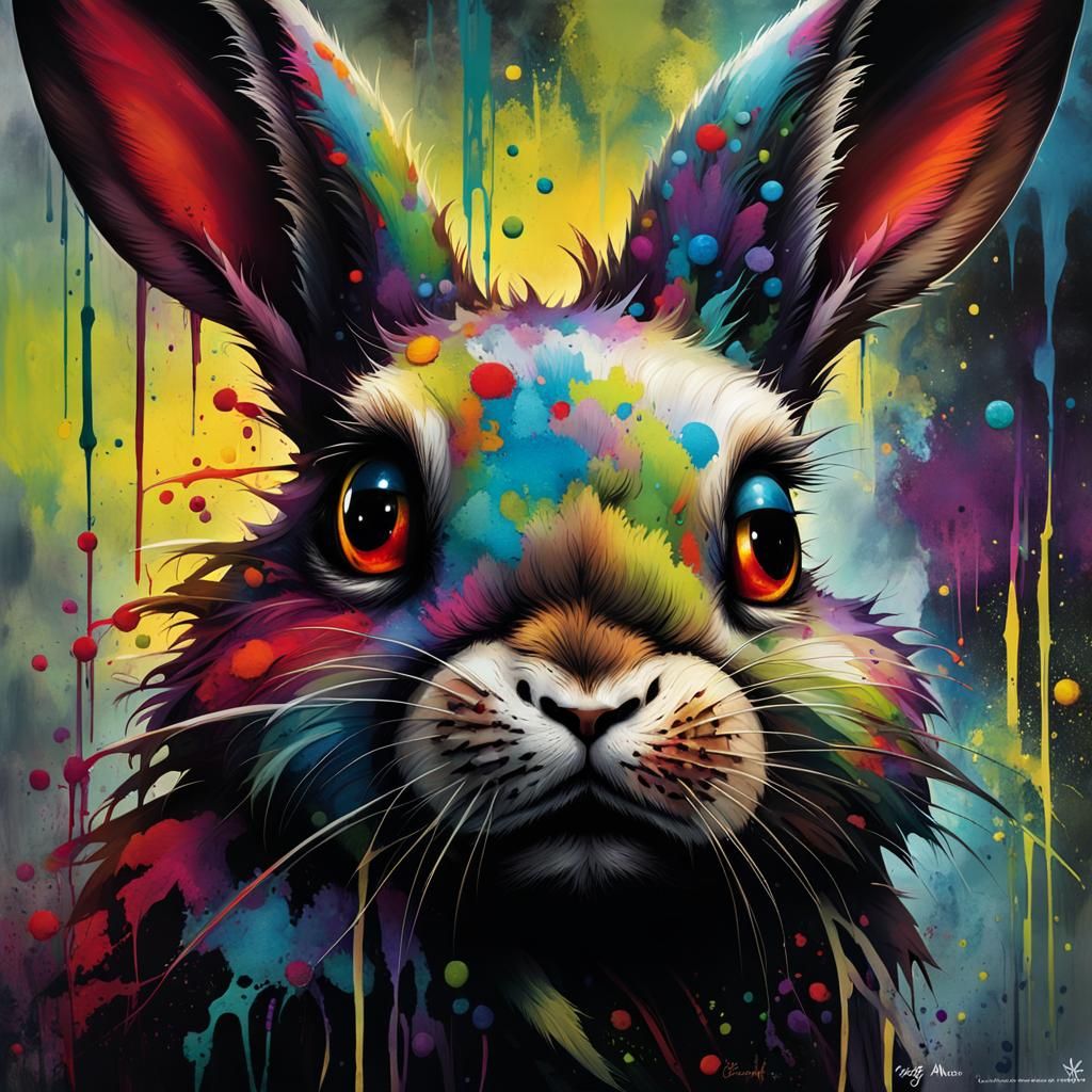 Spooky Chibi Wraith Rabbit with Googly Eyes