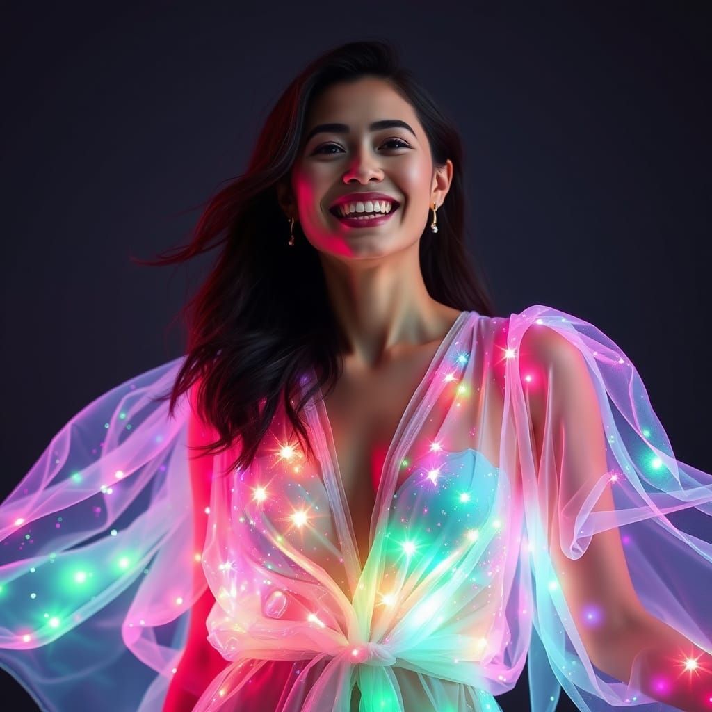 Radiant Celestial Being in Neon Light