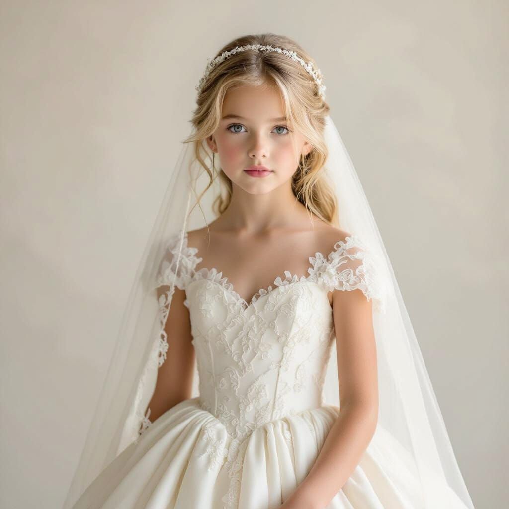 Young Bride in Ethereal Wedding Gown