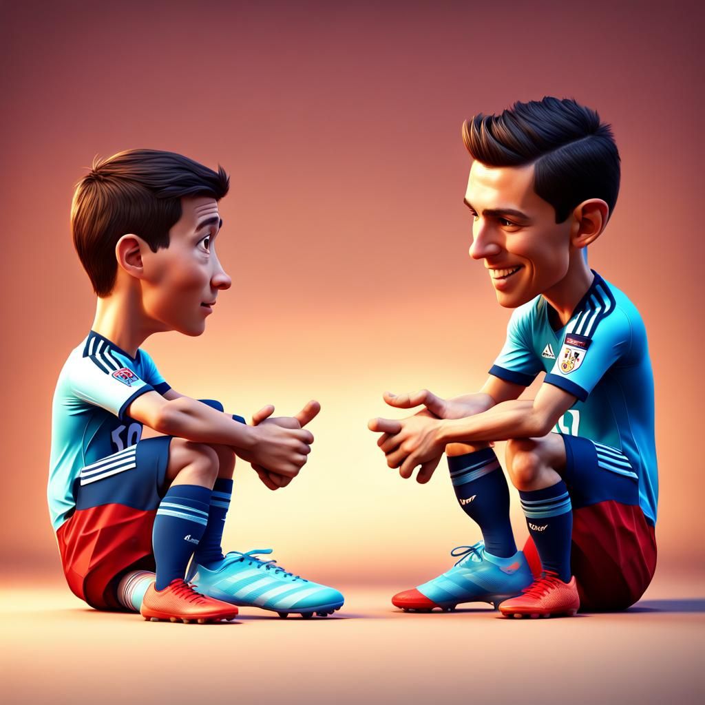 Ronaldo Kisses Messi's Feet: Pixar-Style 3D Art