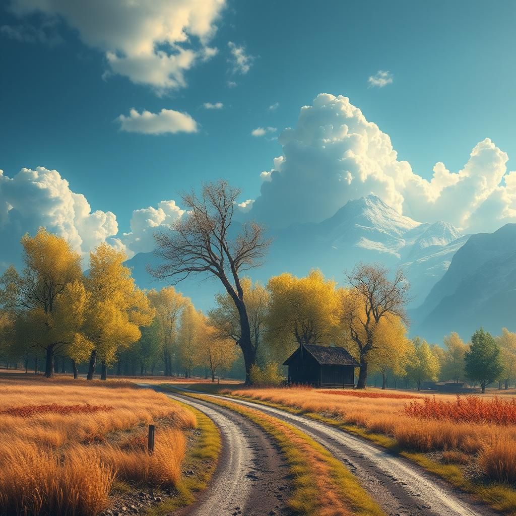 Fantastical Aspen Landscape in Matte Painting Style