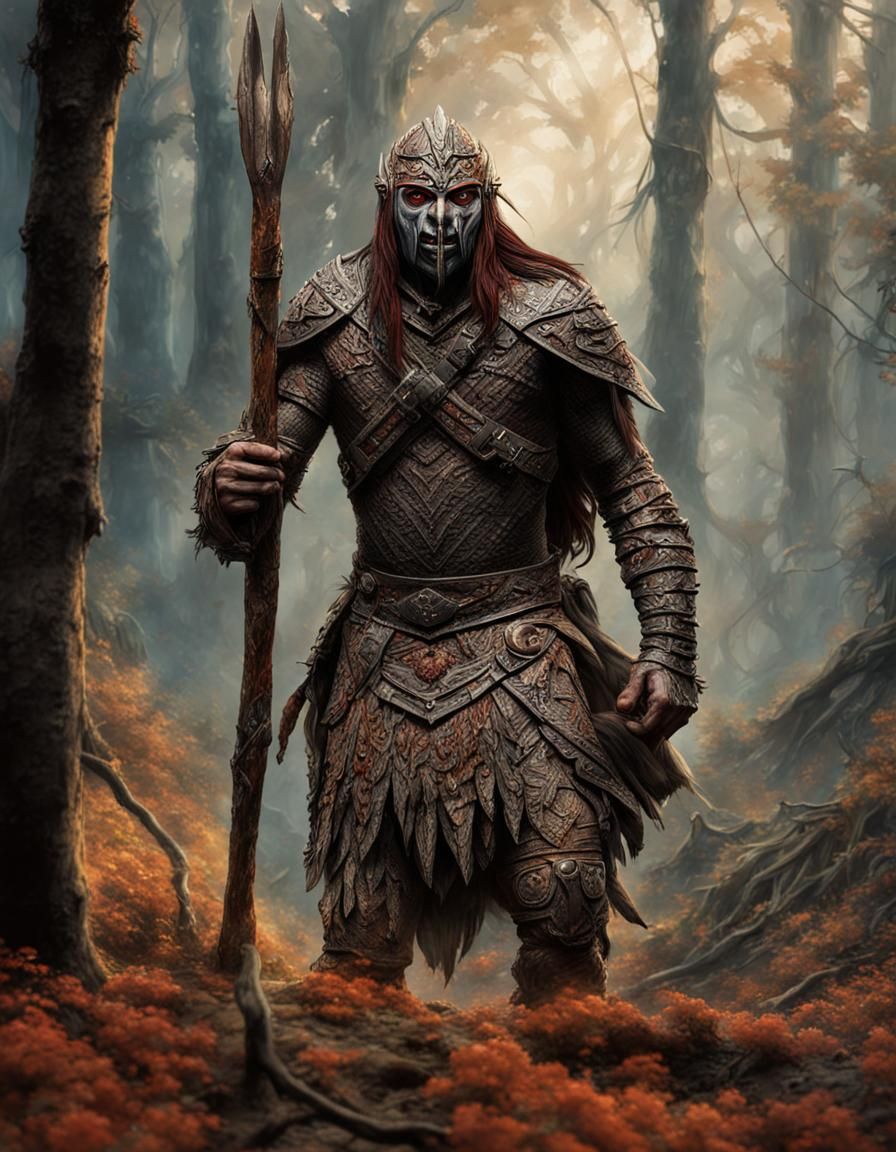 Epic Uruk-hai Warrior in a Dark Forest