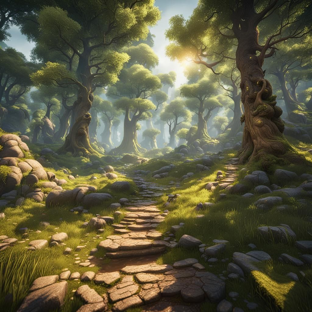 Summer Forest Role-Playing Game Level in 3D