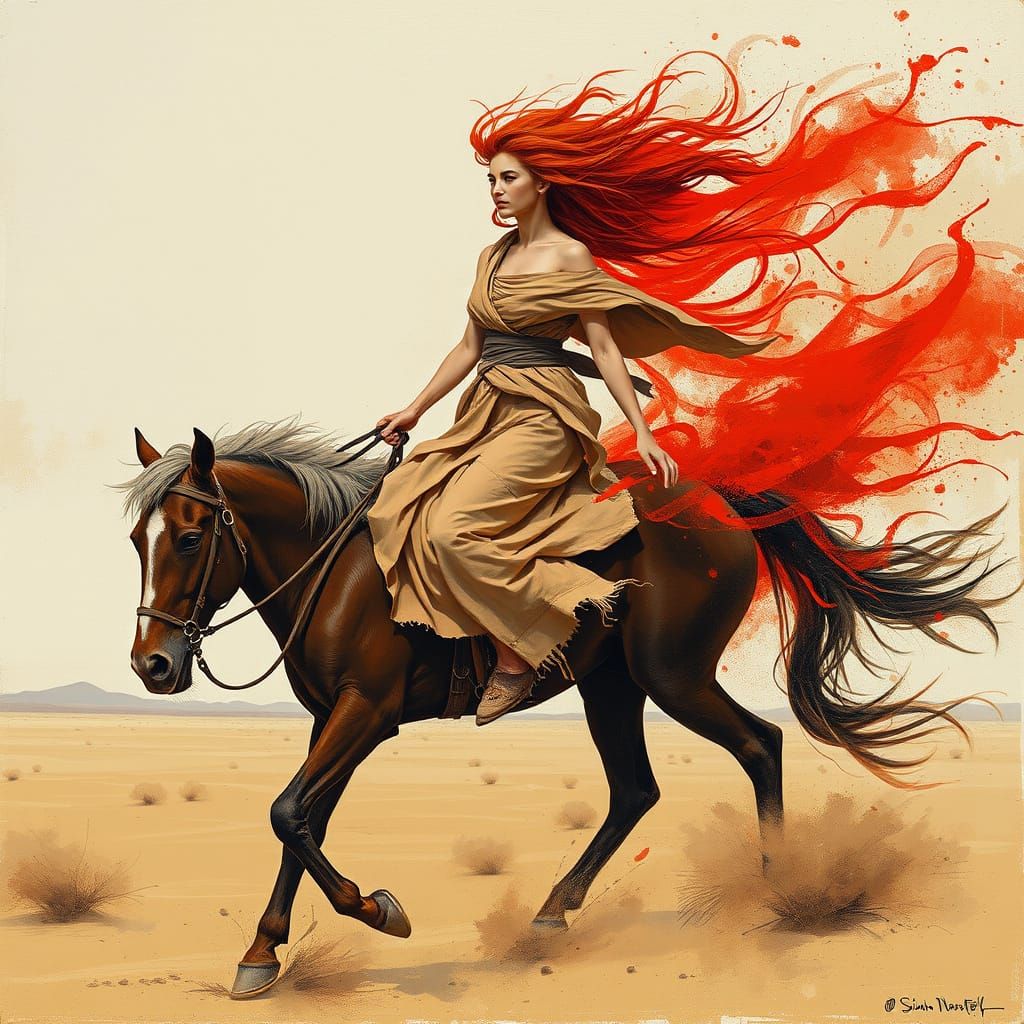 Wild Desert Spirit Unleashed in Earthy, Ethereal Style