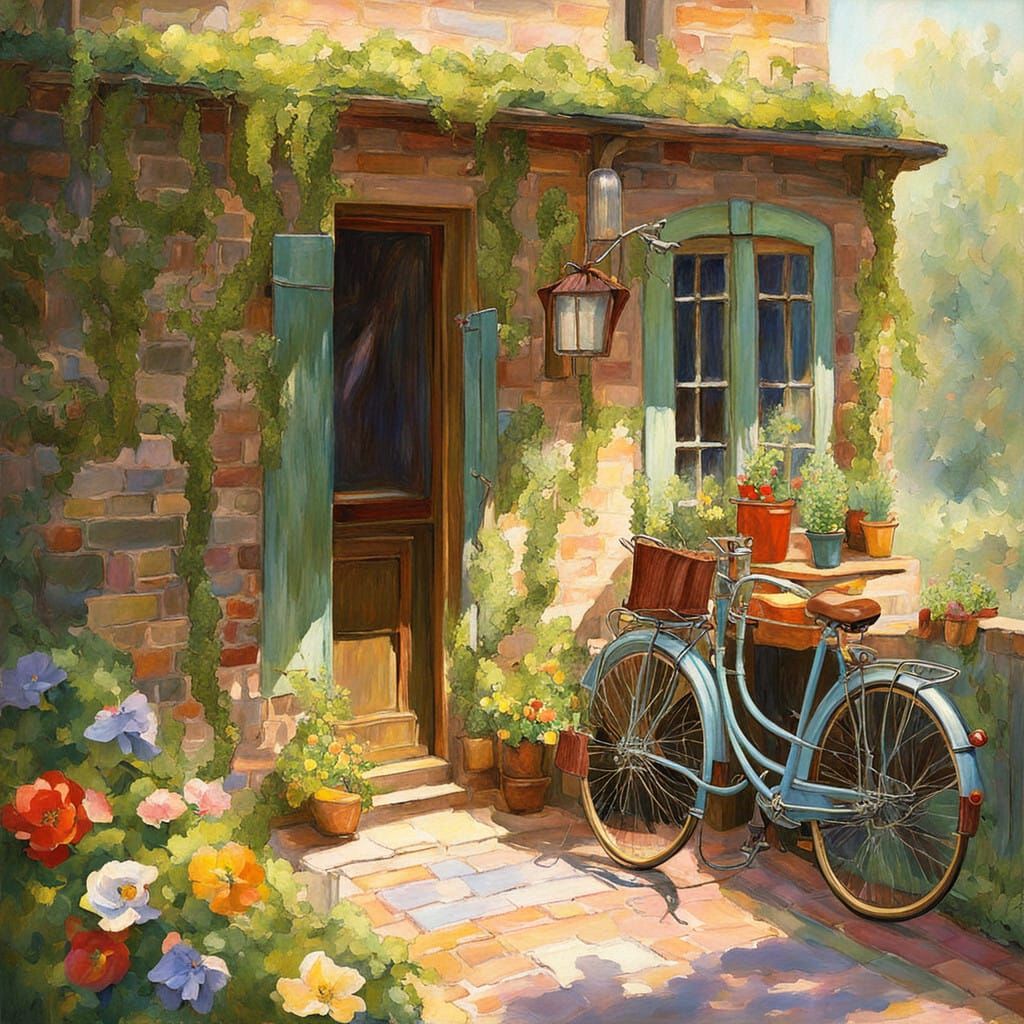 Vintage Bicycle in Idyllic Garden Setting