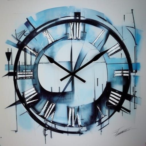 Surreal Clock in Street Art Style