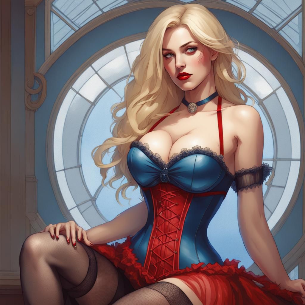 Blonde Woman Portrait in Hyperdetailed Style