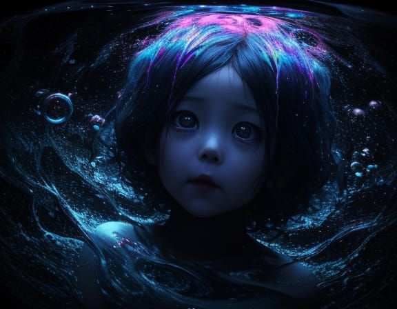 Innocent Child Emerges From Surreal Dark Liquid