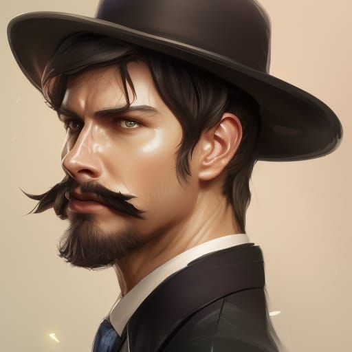 Detailed Portrait of Man in Suit, Digital Art