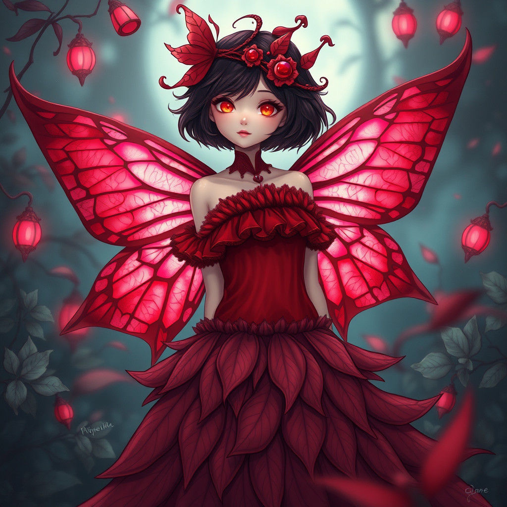 Mystical Girl with Butterfly Wings in Ethereal Style