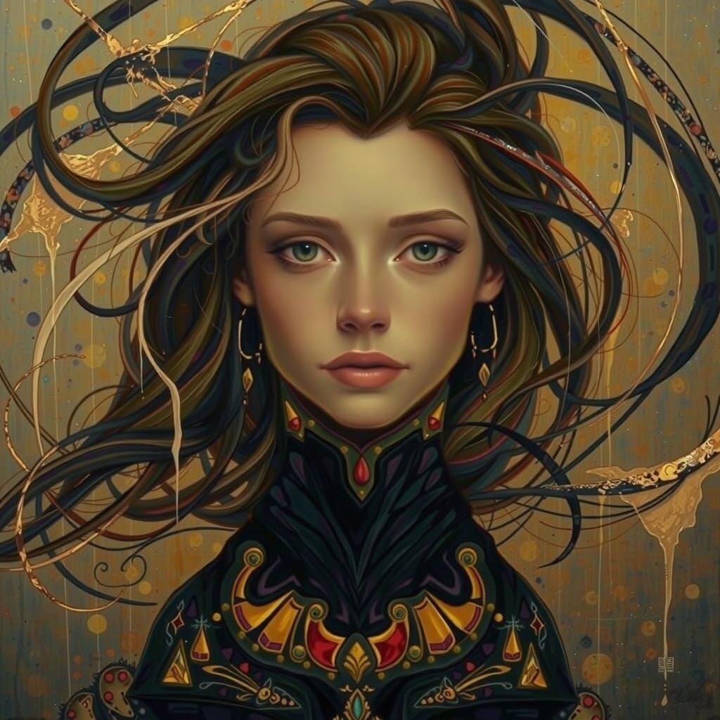 Iridescent Abstract Expressionism with Gold and Silver