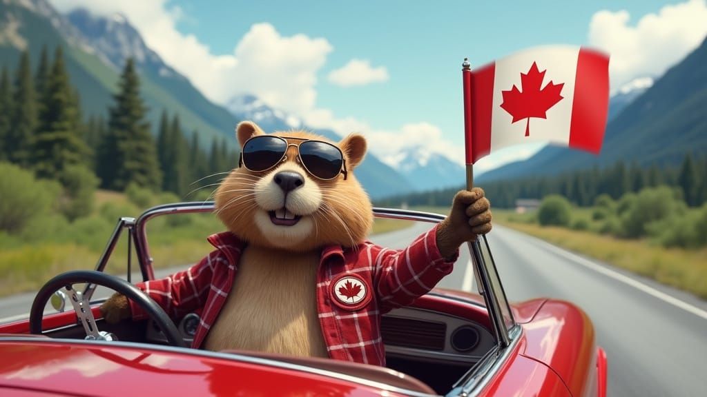 Smiling Beaver in Hyperrealistic Car Scene