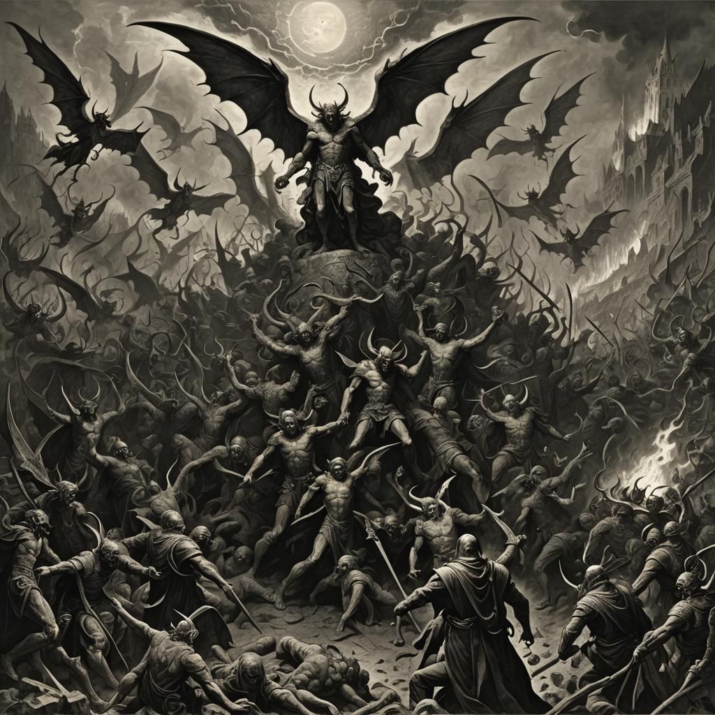 Epic Battle: Hell Demons, Angels, Fire, Satan